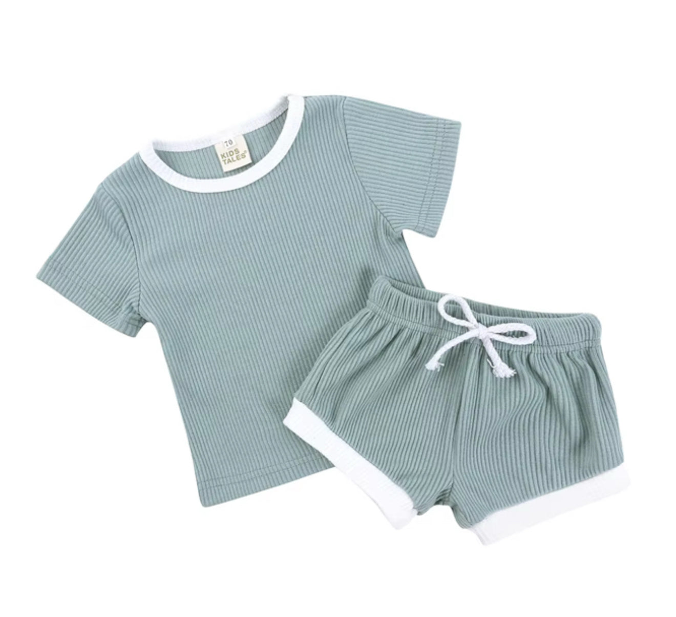 Solid color shirt short set