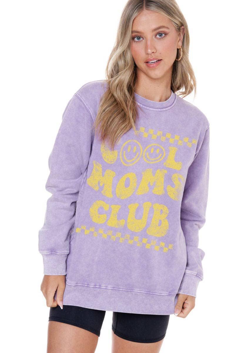 Cool Moms Club Graphic L/S Washed Sweatshirts