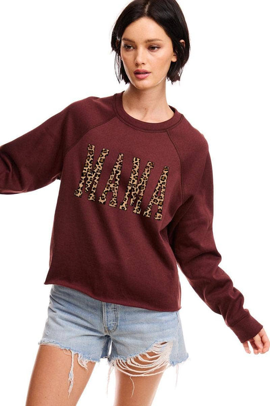 Leopard Mama Graphic Fleece Sweatshirt