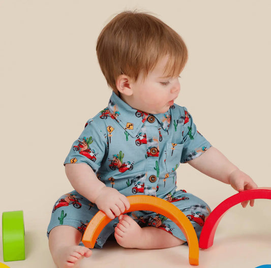 The Petite Giraffe bamboo Polo romper