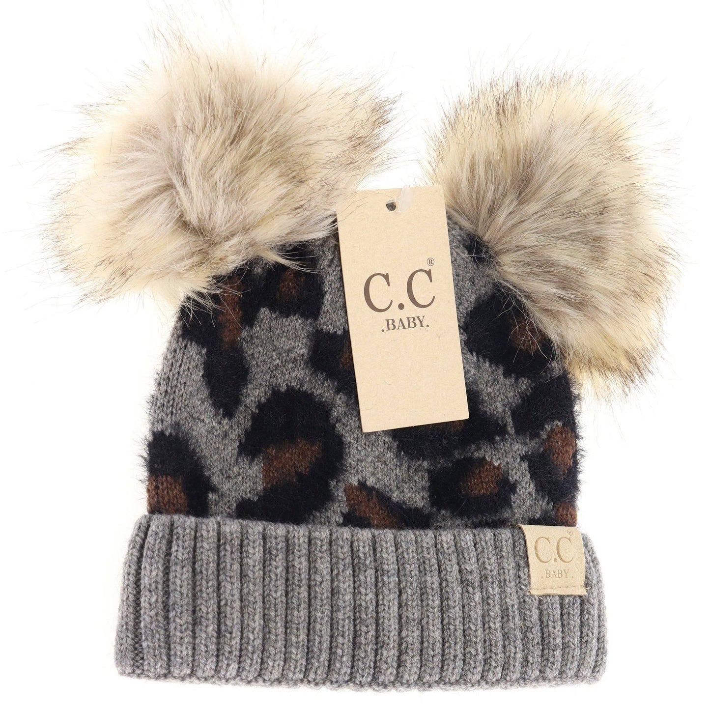 Baby Leopard Double Pom C.C Beanie