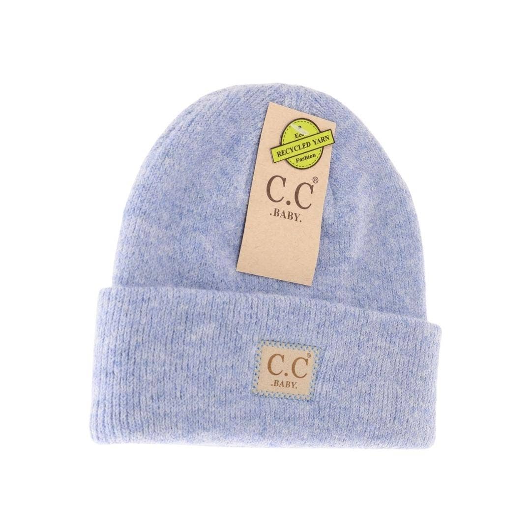 Soft Ribbed Leather Patch C.C Newborn Knit Hat