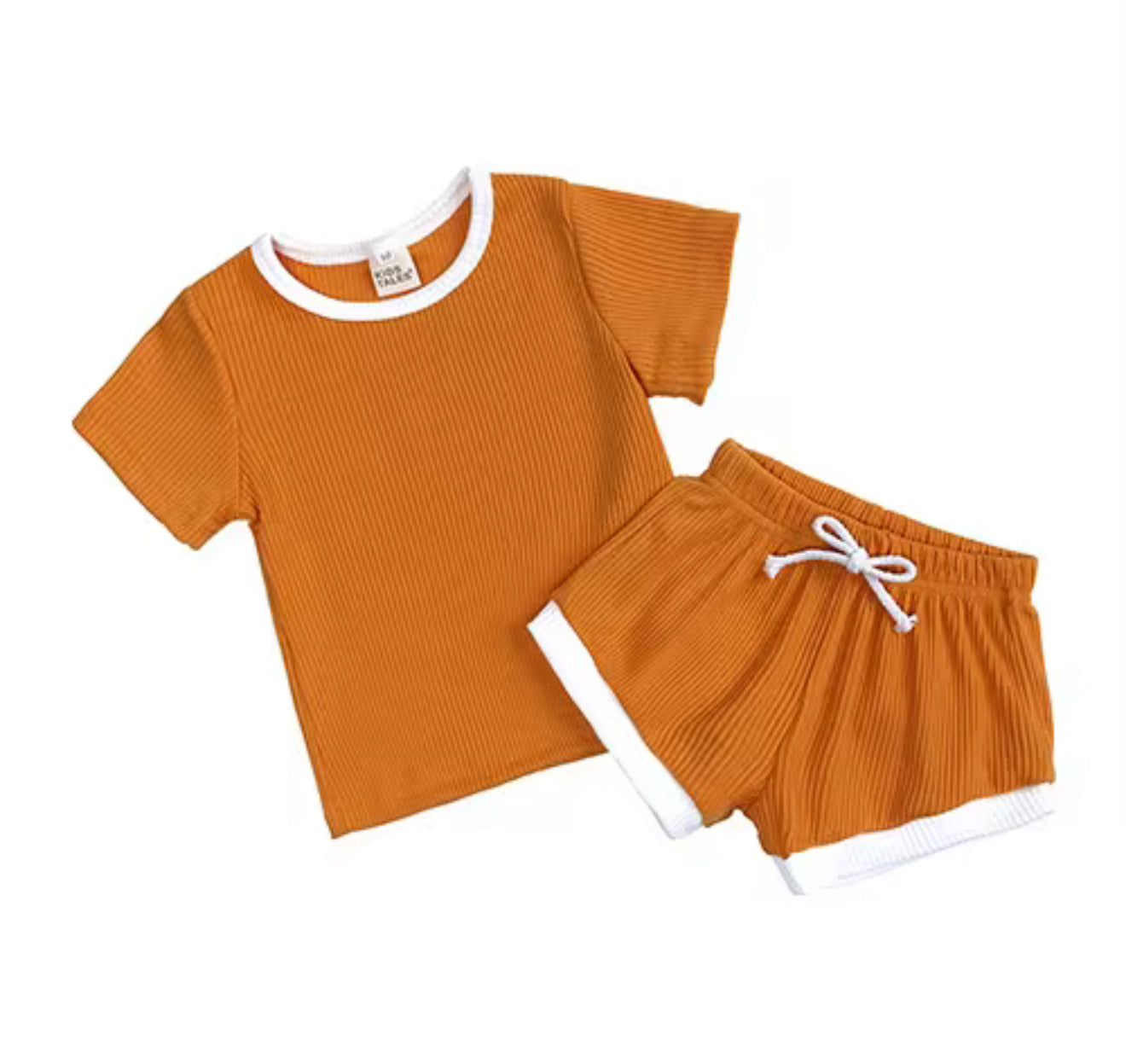 Solid color shirt short set