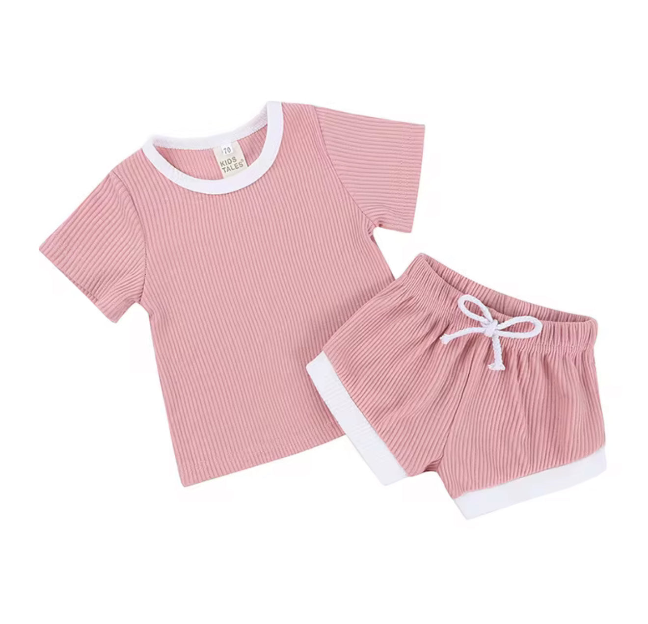 Solid color shirt short set