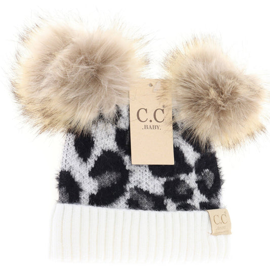 Baby Leopard Double Pom C.C Beanie
