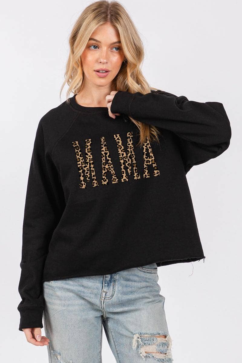 Leopard Mama Graphic Fleece Sweatshirt