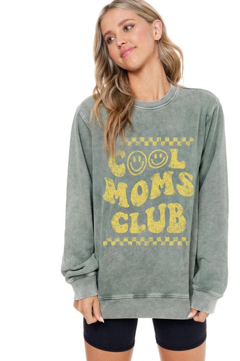 Cool Moms Club Graphic L/S Washed Sweatshirts