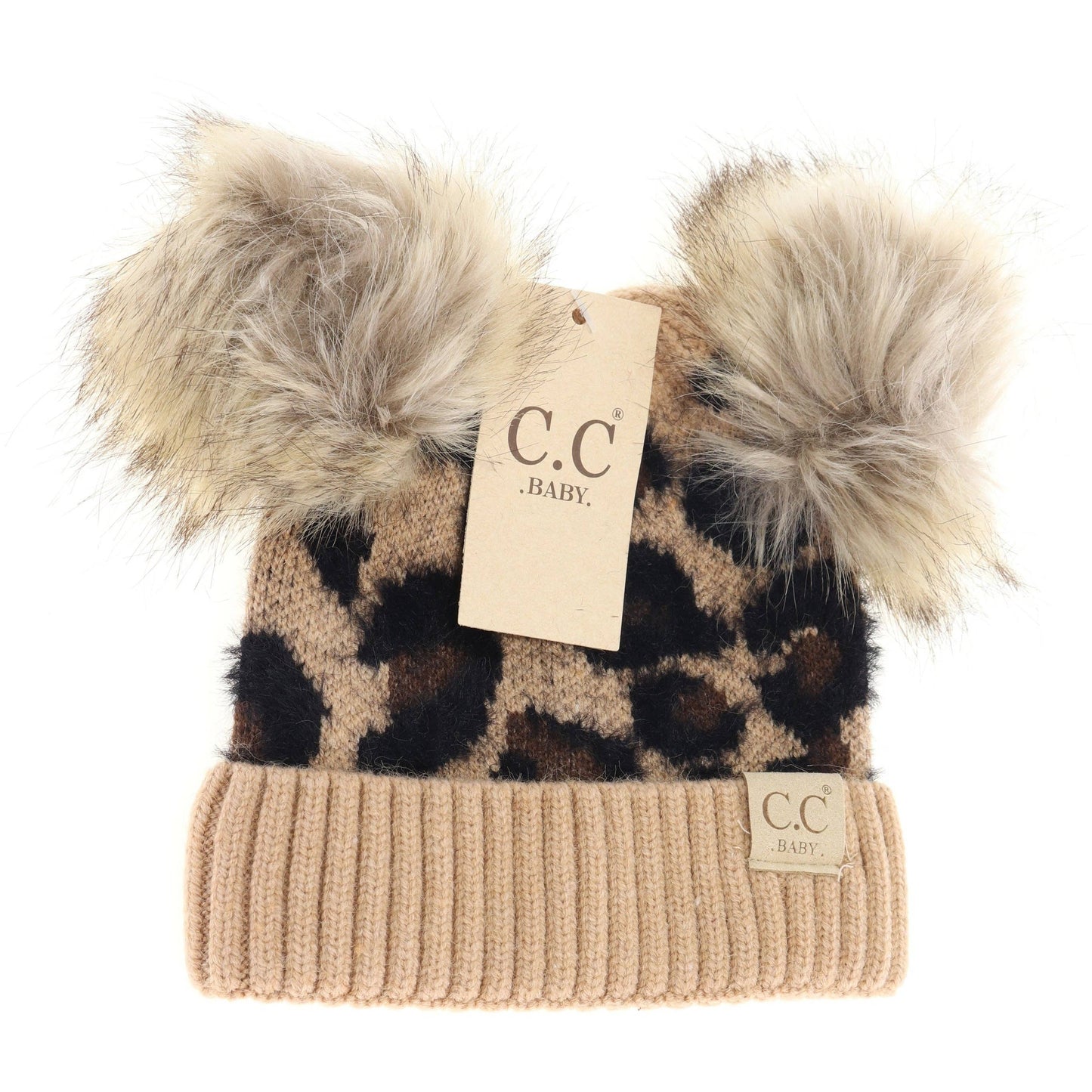 Baby Leopard Double Pom C.C Beanie